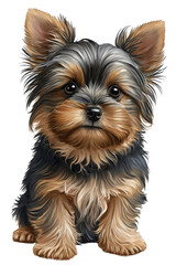 Yorkshire Terrier cute dog with a transparent background. Generative AI