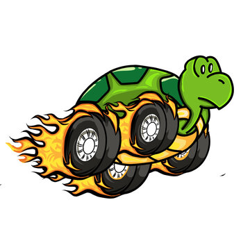 cute stickers of fast racing turtles