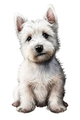 West Highland White Terrier cute dog with a transparent background. Generative AI