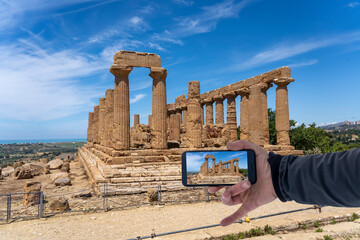 Ancient temple ruins filmed by mobile phone