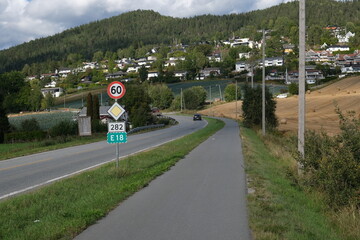 Bicycle path near E18 route in Norway