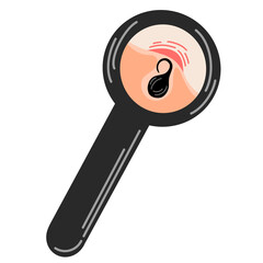 Ingrown hair under a magnifying glass. Inflammation, skin problems. Anatomy infographics of hair. Flat illustration isolated on the white background.
