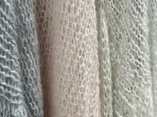 Light mohair scarf, knitted wool  shawl, handmade openwork binding.