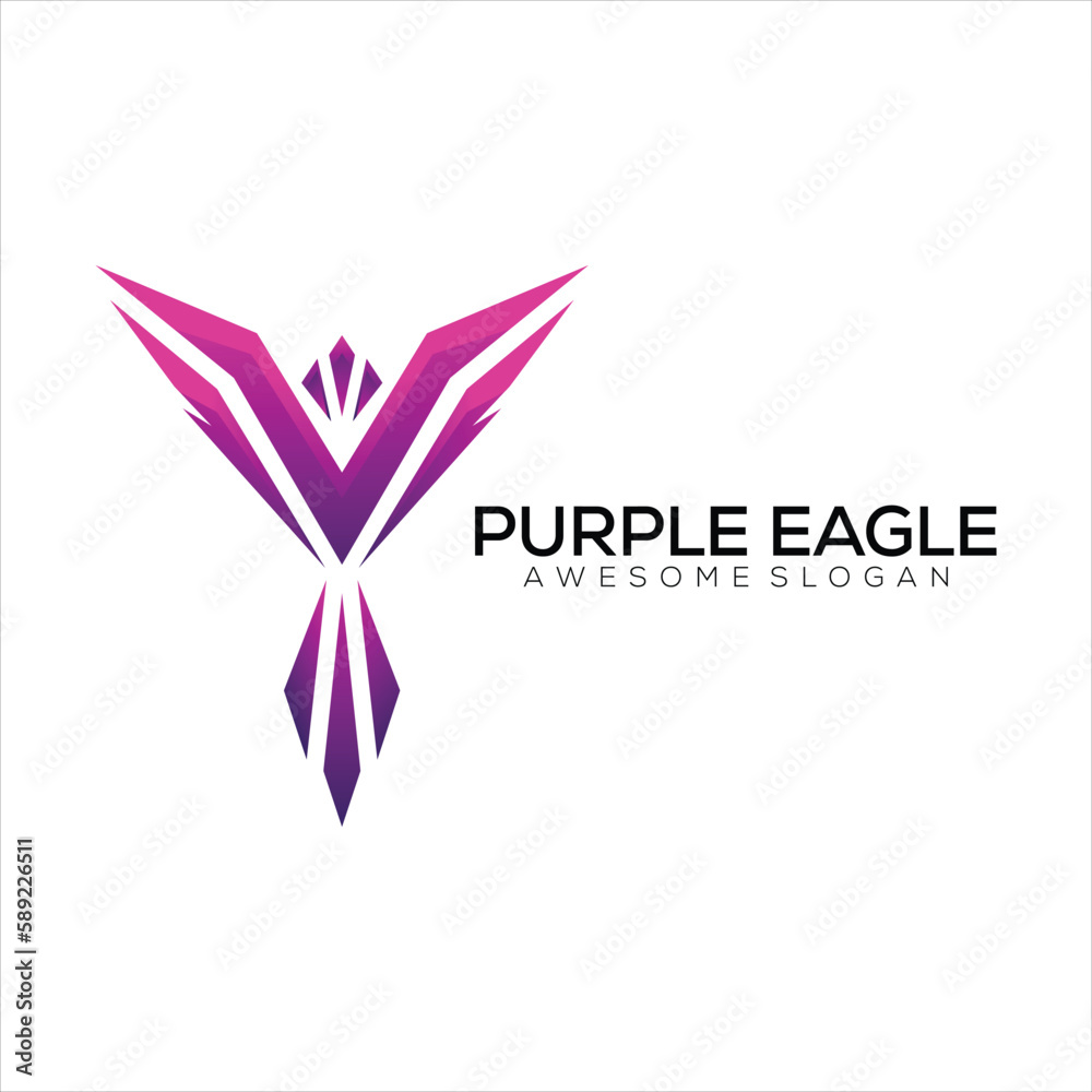 Wall mural letter v with eagle logo gradient colorful