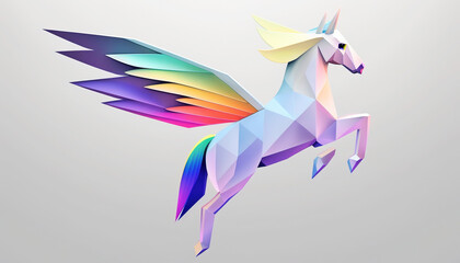 Pegasus animal abstract stallion wallpaper. Contrast background mythical horse with wings in Pastel colors generative ai