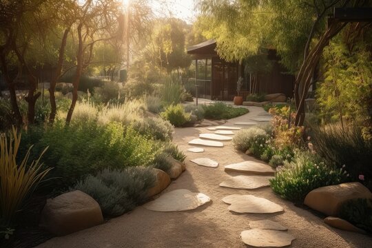 A Modern Pathway in a Stunning Home Garden 4. Generative AI