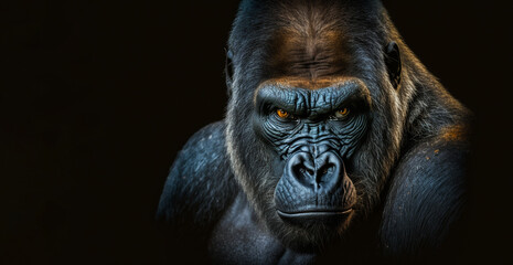 Obraz premium western Lowland Gorilla Gorilla, gorilla, with strong, angry look on face, Created using generative AI tools