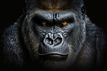 western Lowland Gorilla Gorilla, gorilla, with strong, angry look on face, Created using generative AI tools