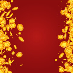 Fly Shiny Finance Vector Red Background. Golden