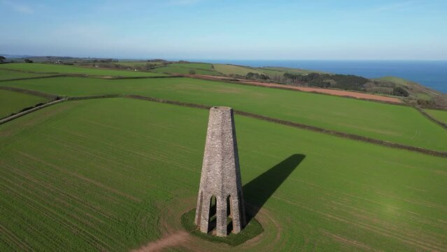 Orbiting The Daymark (a navigational tower built in 1864) on Devon coast to show the entrance to Dartmouth Harbour to boats out at sea.