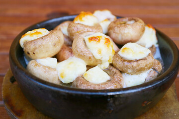 Delectable Soko Ketze, a Georgian Stuffed Mushrooms with Sulguni Cheese Baked in a Ketsi Clay Bowl