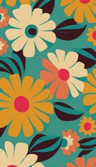 2D flat flower pattern background,Generative AI