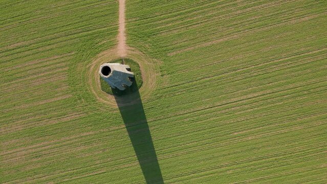 High over the Daymark (a navigational tower built in 1864) on Devon coast to show the entrance to Dartmouth Harbour to boats out at sea.