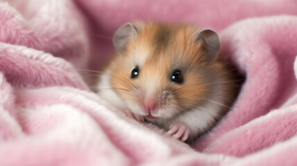 cute hamster, scurrying around in its habitat, created with Generative Al technology.