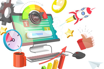 3D  Conceptual Illustration of Website Speed