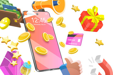 3D  Conceptual Illustration of Cash Back