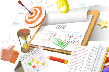 3D  Conceptual Illustration of Educational Exam