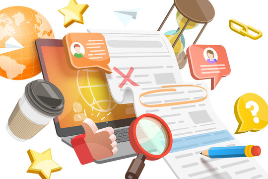 3D  Conceptual Illustration of Online Document Editing