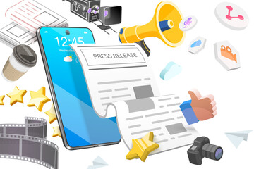 3D  Conceptual Illustration of Press Release