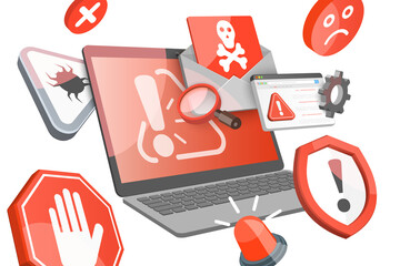 3D  Conceptual Illustration of Cyber Attack Alert
