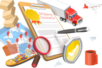 3D  Conceptual Illustration of Shipping Insurance