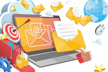 3D  Conceptual Illustration of E-mail Marketing