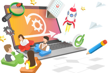 3D  Conceptual Illustration of Agile Development