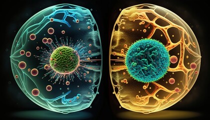 Virus cell abstract concept illustration,Generative AI
