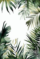 Watercolor small amount Tropical Jungle Background,Generative AI