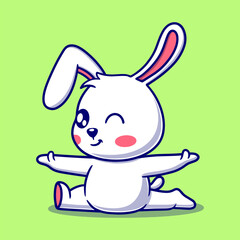 Obraz na płótnie Canvas Cute bunny cartoon icon illustration. funny gift cartoon. Business icon concept. Flat cartoon style