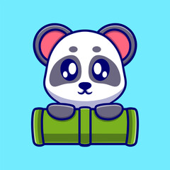 Cute panda cartoon icon illustration. funny gift cartoon. Business icon concept. Flat cartoon style