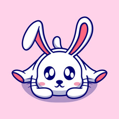 Cute bunny cartoon icon illustration. funny gift cartoon. Business icon concept. Flat cartoon style