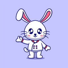 Obraz na płótnie Canvas Cute chef bunny cartoon icon illustration. funny gift cartoon. Business icon concept. Flat cartoon style