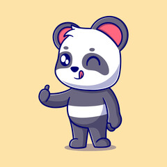 Cute panda cartoon icon illustration. funny gift cartoon. Business icon concept. Flat cartoon style