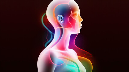 Human Energy Body and Aura in Different Colors.  Created with Generative AI. 