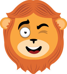 vector cartoon character illustration of a lion animal winking eye
