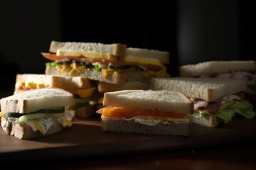 A plate of sandwiches with a salad on it, generative ai