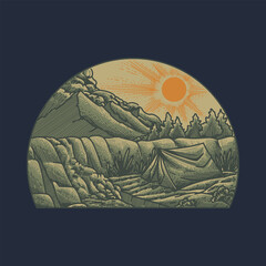 Camping and quiet nature graphic illustration vector art t-shirt design