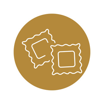 recommend clip art: Ravioli color line icon. Italian food.