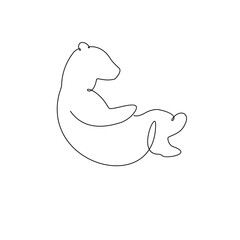 Continuous one line drawing. Panda bear symbol. Logo of the panda. Vector illustration
