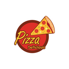 pizza logo design template illustration vector