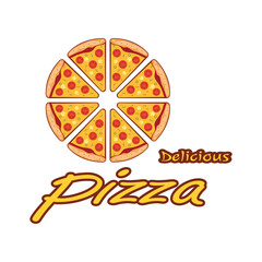 pizza logo design template illustration vector