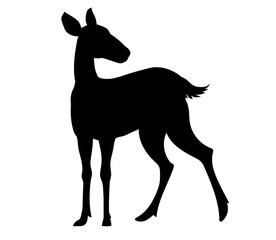 deer female vector silhouette black one