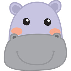 Cute Hippo Head Cartoon