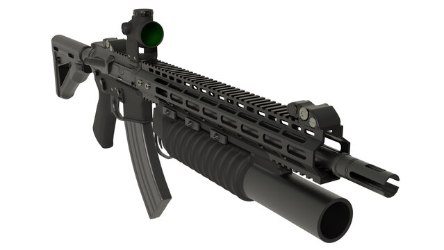 Black M4 - WAC-47 rifle. On a transparent background. 3D illustration