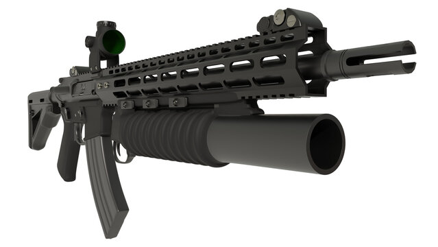 Black M4 - WAC-47 rifle. On a transparent background. 3D illustration