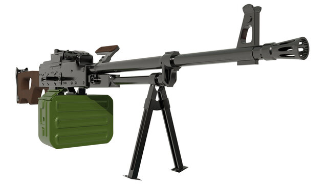 Machine gun. KM-7.62. On a transparent background. 3D illustration