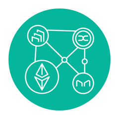 Tocken governance color line icon. Blockchain technology in digital crypto art.