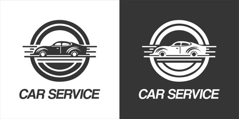 Car service vector logo design concept. Auto garage icon isolated on white background vintage style	
