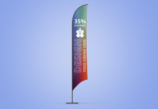 Feather Flag Floor Banner Mockup